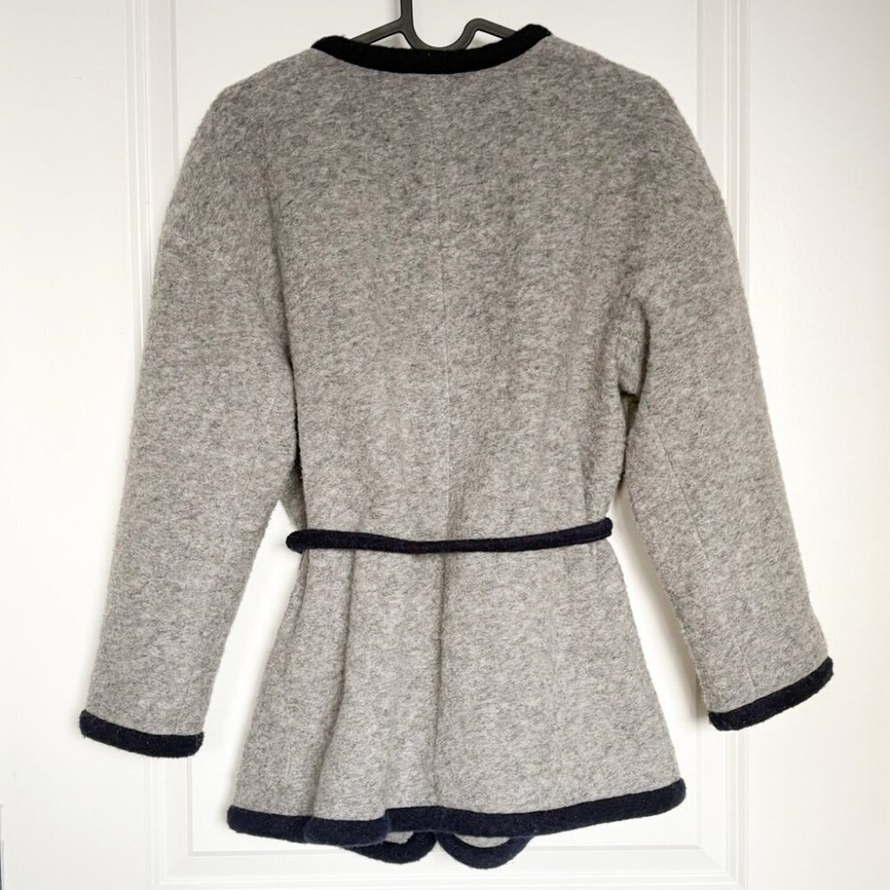 J. CREW Wrap Boiled Wool Grey Quiet Luxury Cardigan Jacket - Picture 6 of 8